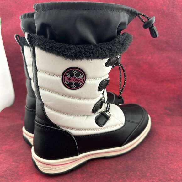 TOTES ALPINE MACKENZIE KIDS GIRLS WINTER BOOTS WHITE & BLACK THERMOLITE SIZE 4M - Picture 3 of 11